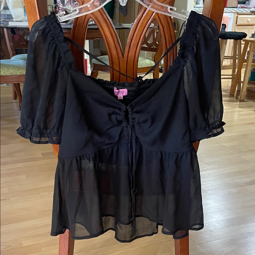 Francesca's Collections Black Sheer Blouse